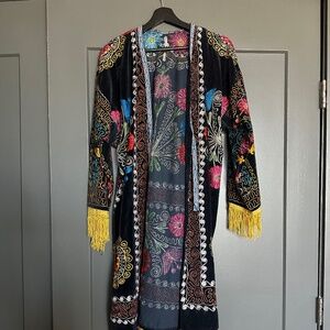 Vintage Handmade Embroidered Velvet Jacket/Kaftan